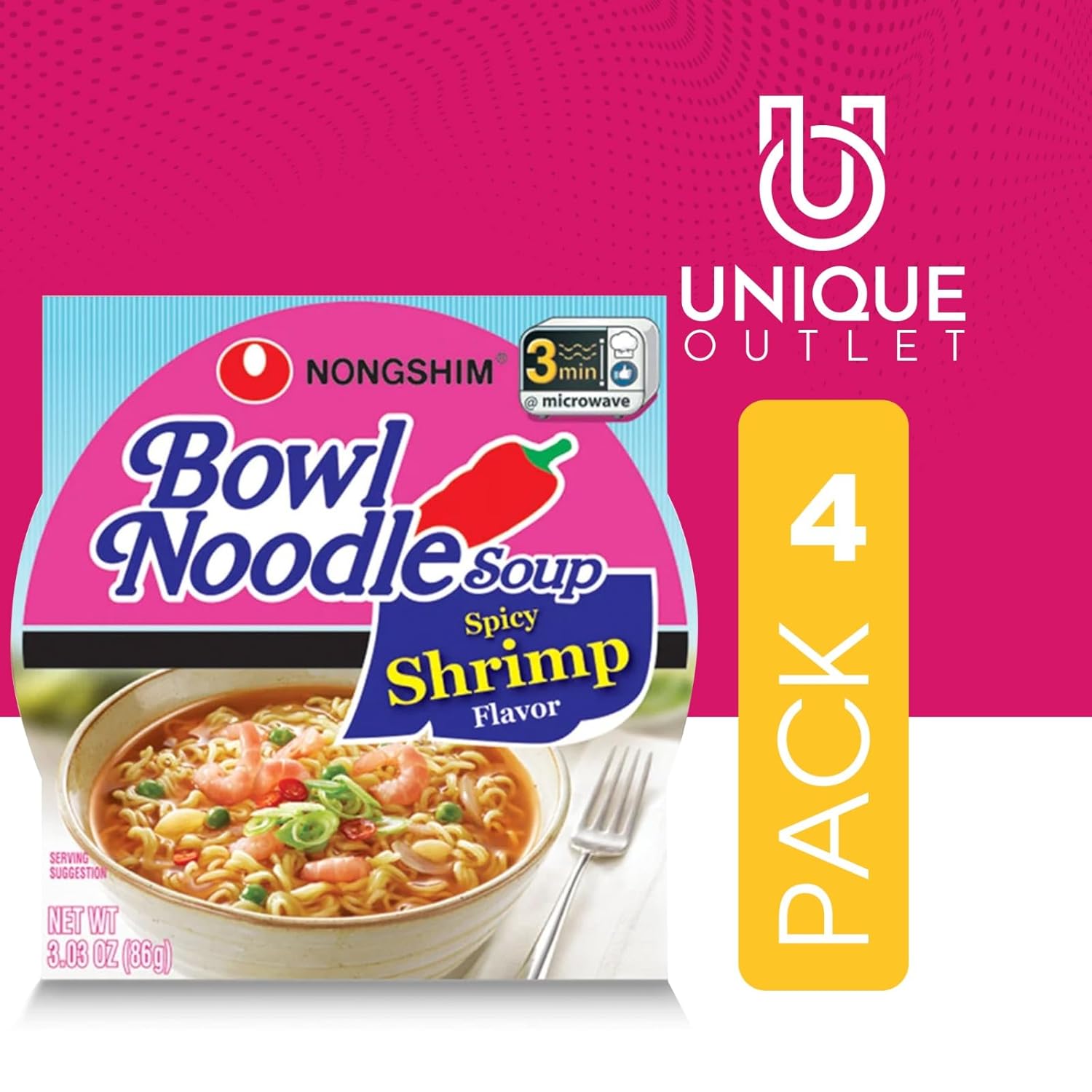 Nongshim Unique Outlet – Paquete de 24 cuencos para sopa Ramyun Ramen de sabores surtidos, 3.03 onzas