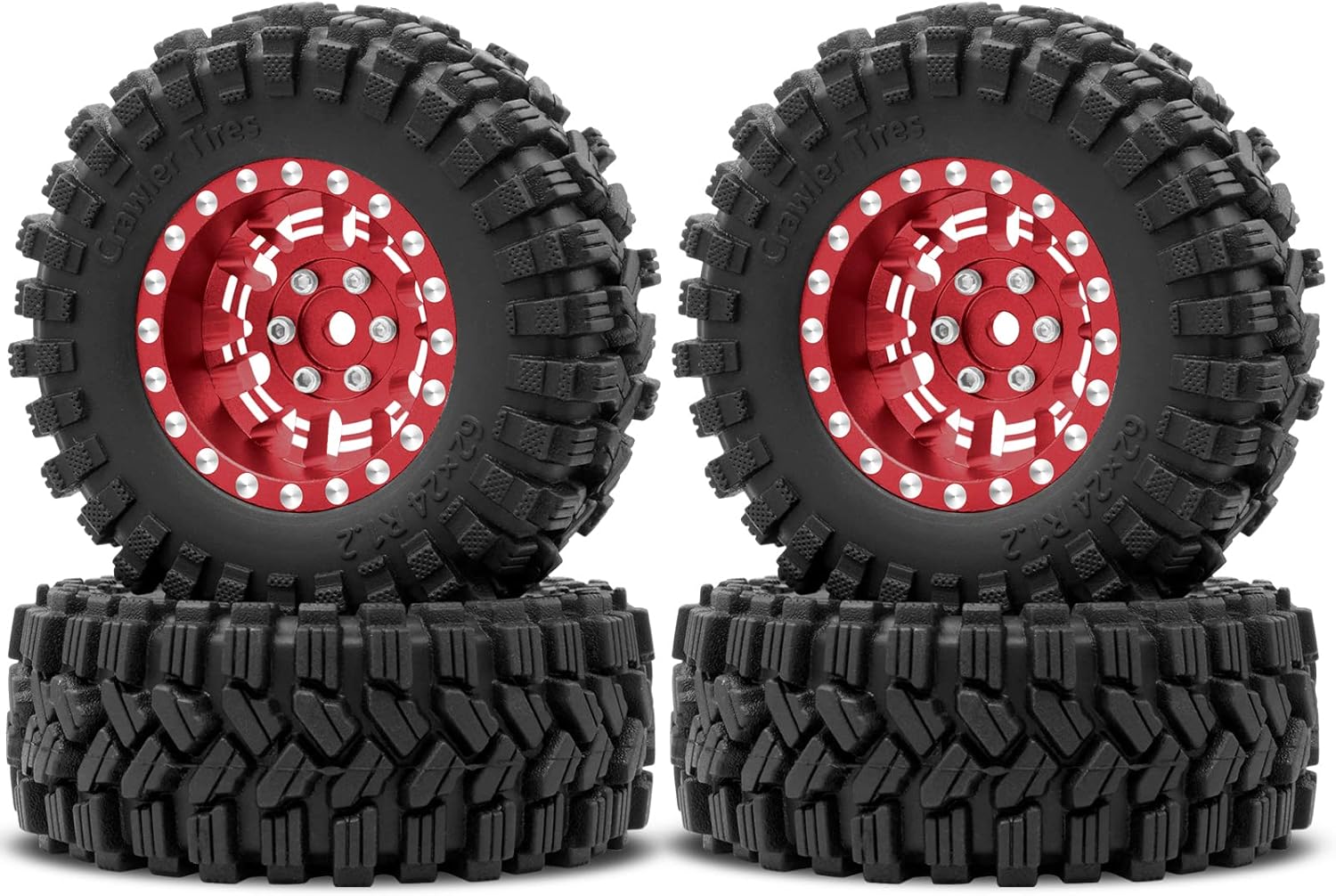 OGRC 1.0 Plus (1.2 pulgadas) Beadlock – Juego de llantas y neumáticos de 0.276 pulgadas con desplazamiento negativo súper suaves para TRX4M SCX24