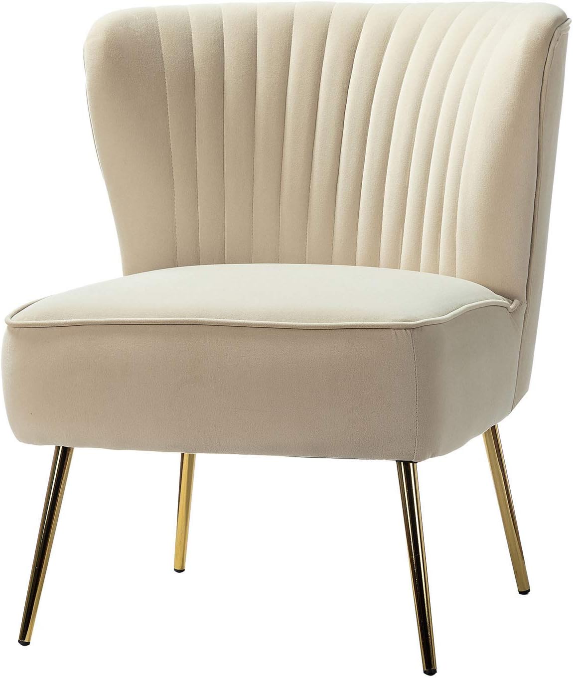 HULALA HOME Silla decorativa de terciopelo, moderna silla lateral tapizada con patas de metal dorado, silla sin brazos, cómoda silla de sala de
