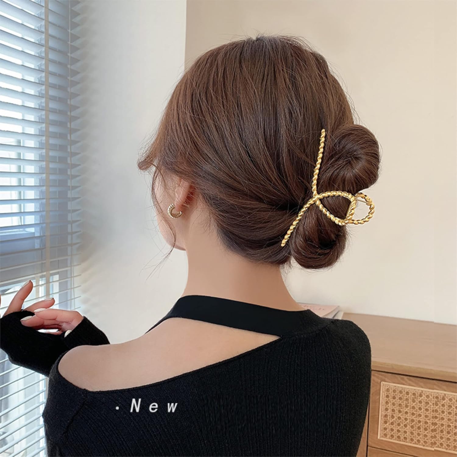 Pinzas para el cabello con forma de torsión, pinzas para el cabello con rosa roja, pinzas para el cabello de metal, diseño simple y elegante para