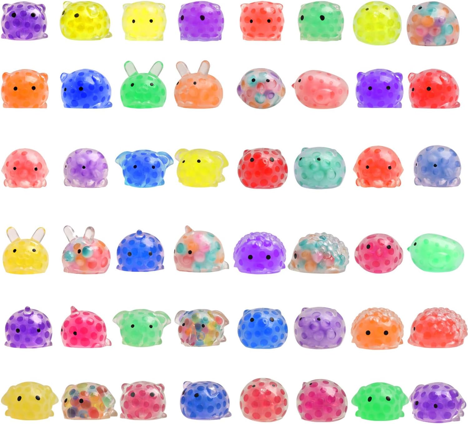 Paquete de 48 juguetes esponjosos de animales pequeños Mochi a granel, bolsas de regalos para recuerdos de fiesta, mini bolas de strees juguete para