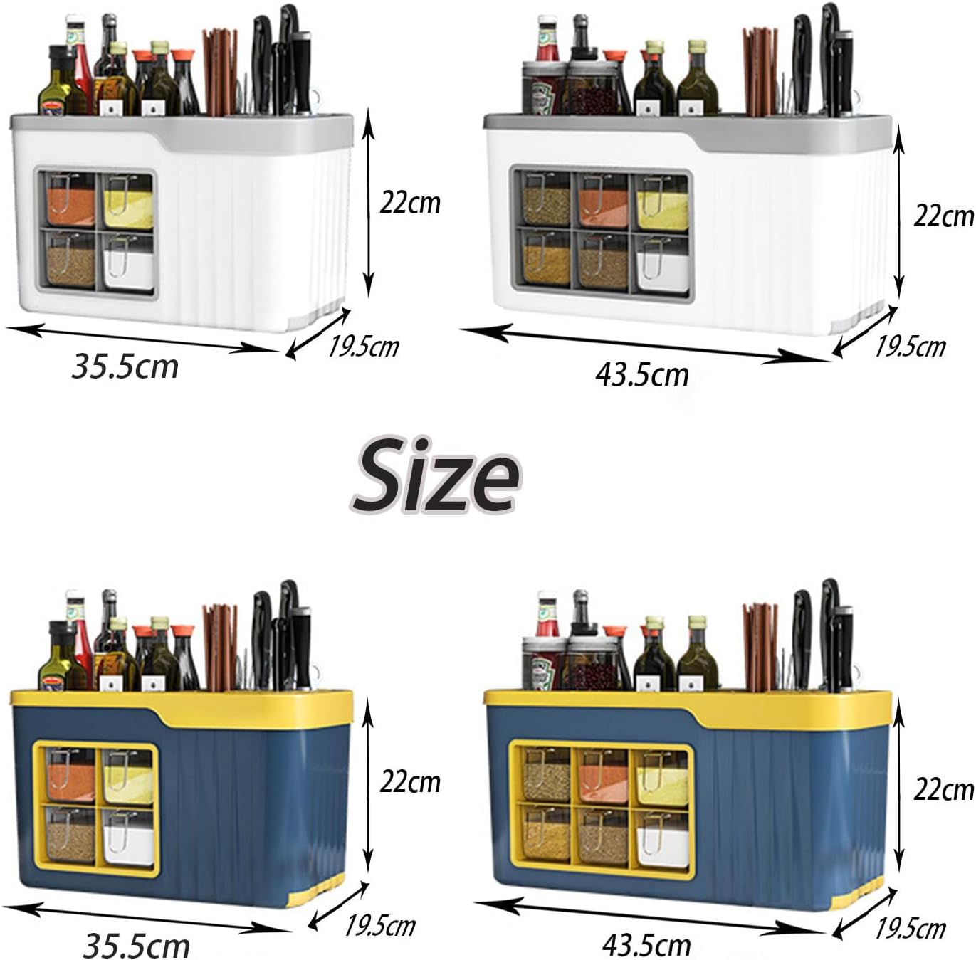 Caja multifuncional para condimentos de cocina, tarro de cepillo de cocina, caja de almacenamiento de cuchara, organizador de cocina 4 en 1 con