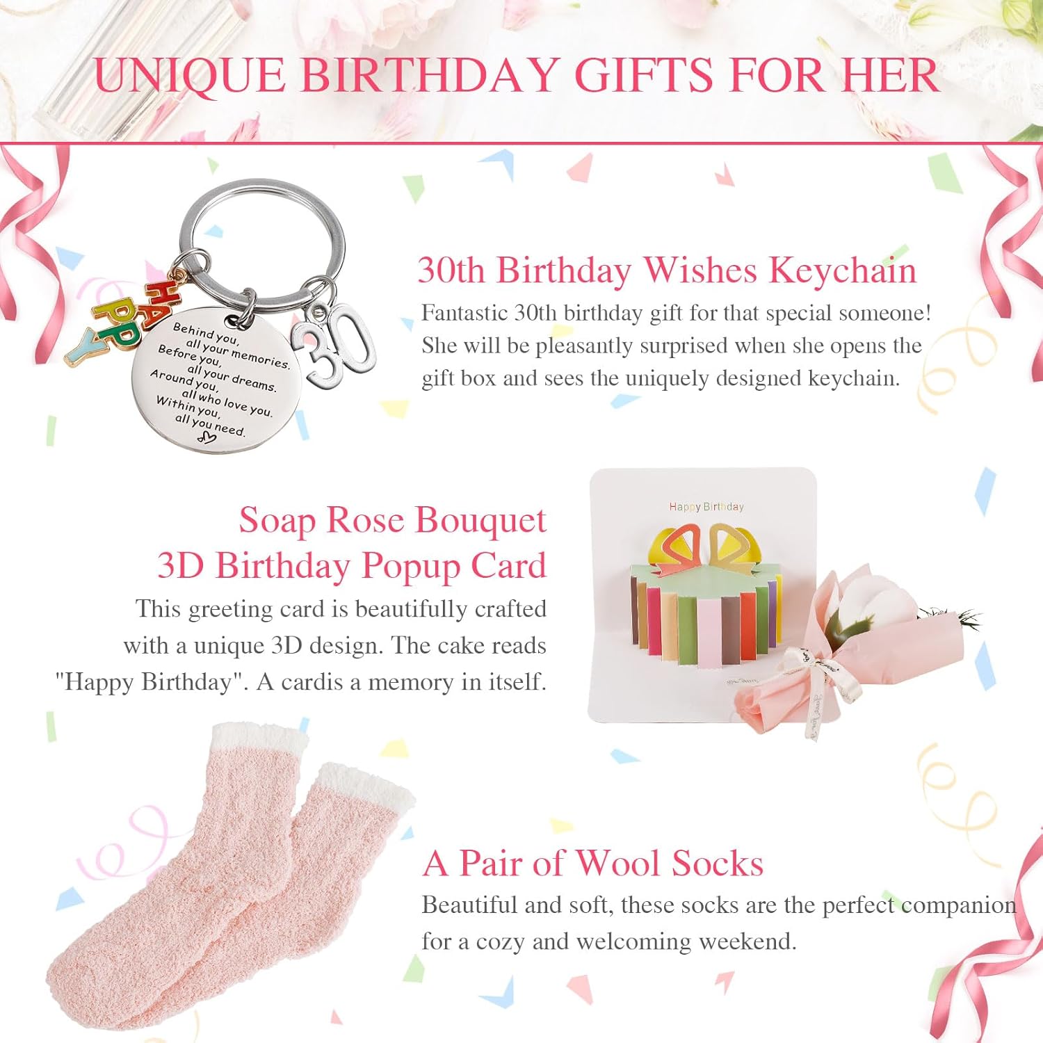 Regalos de 30 cumpleaños para ella, regalos de cumpleaños 30 para mujeres, divertida canasta de regalo de cumpleaños única, ideas de regalo de