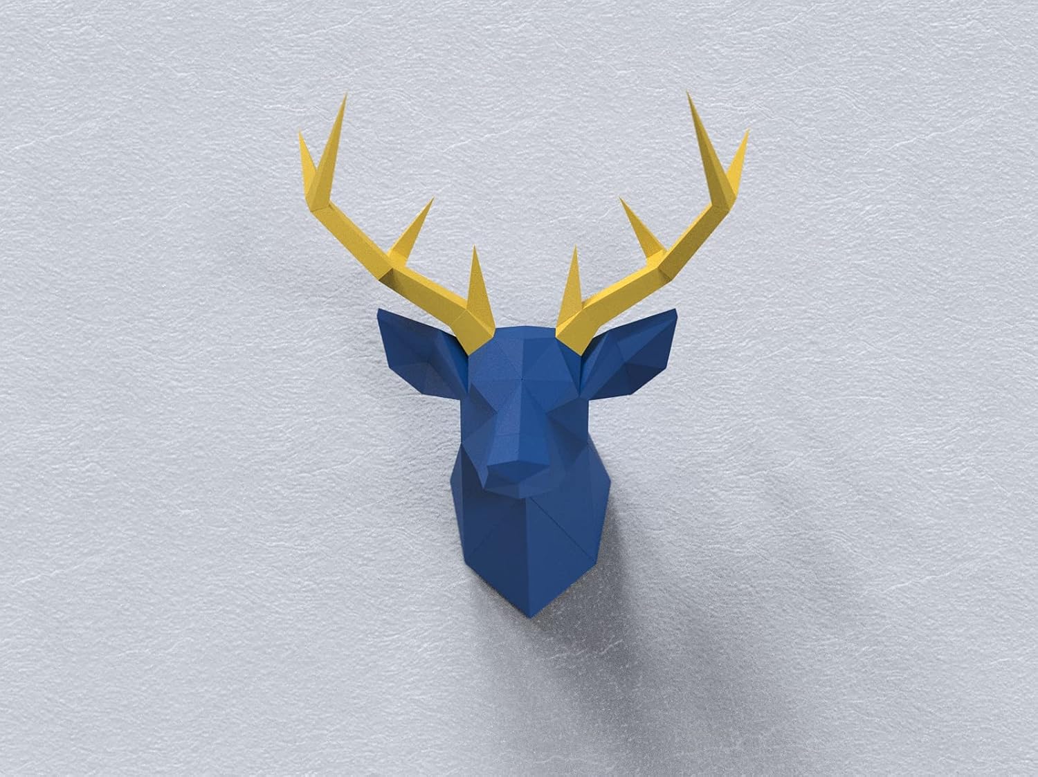 Deer Head Paper Sculpture,Pre-cut DIY Papercraft Kit,Handmade Wide Animal Figurine,Multi Color,Low Poly Wall Decor,All Accessories Included