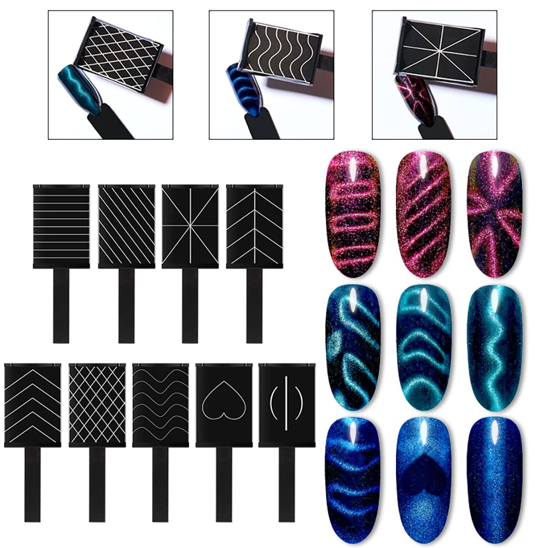 Juego de herramientas magnéticas de uñas de 16 piezas, placa magnética, bolígrafo magnético, imán de doble extremo, varita magnética para ojos de