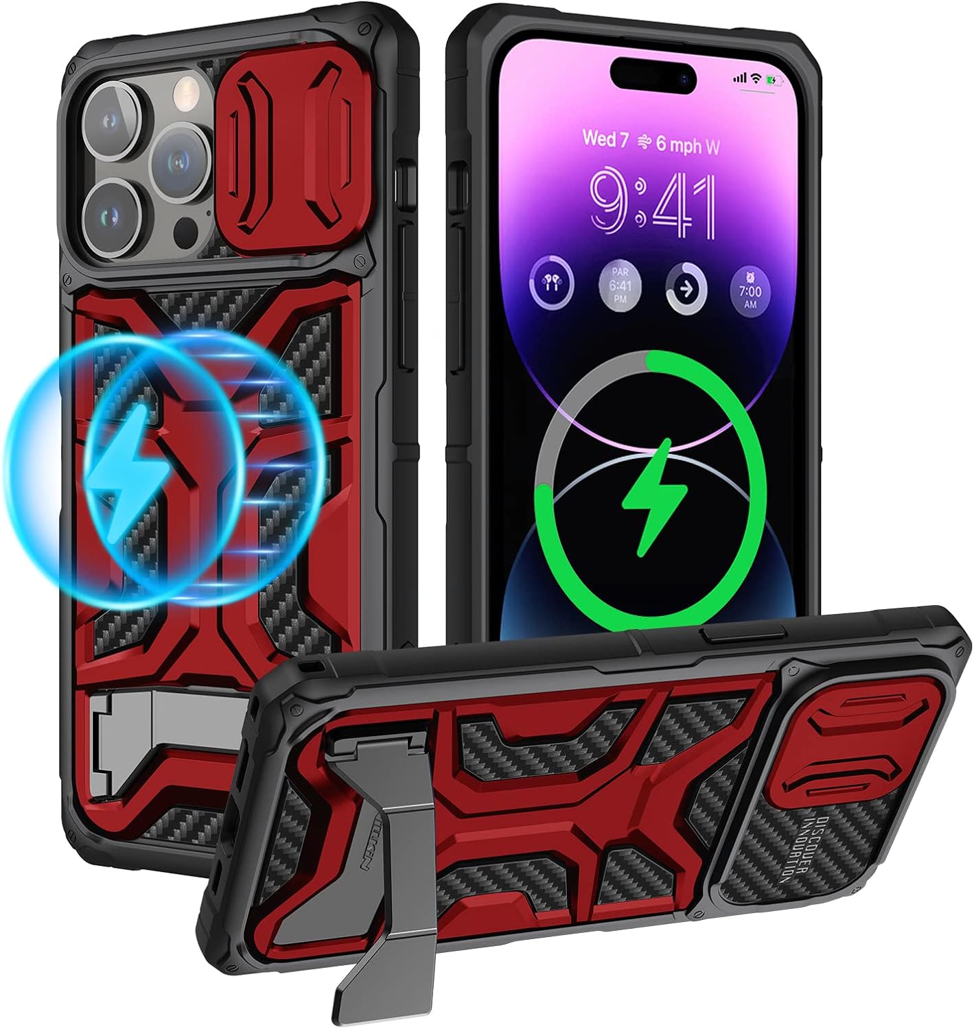 Nillkin Funda para iPhone 14 Pro Max con funda para cámara, funda de grado militar con protección deslizante para el lente de la cámara para hombres