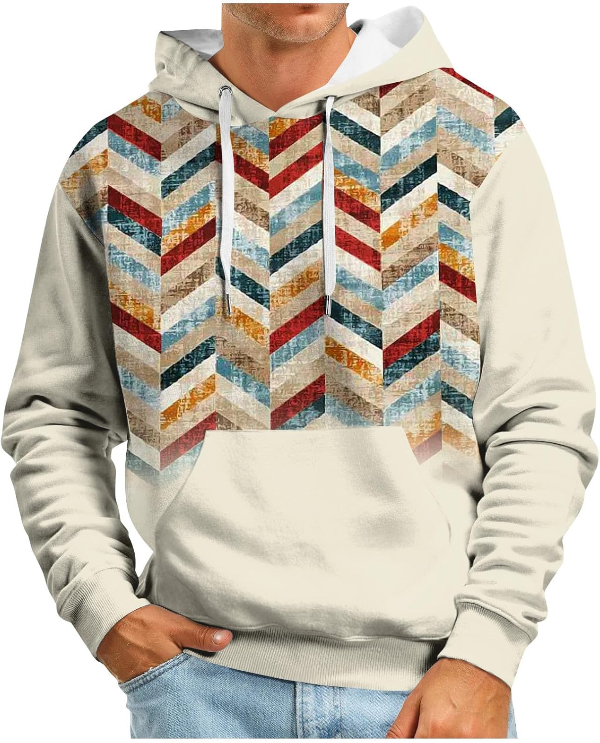 WENKOMG1 Sudaderas con capucha para hombre, manga larga, casual, estampada, para invierno, otoño, artística, con bolsillo