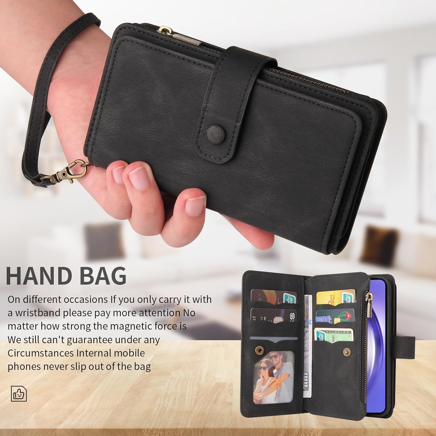 Asuwish Funda de teléfono para Samsung Galaxy A54 5G Funda tipo cartera con protector de pantalla de vidrio templado y correa para la muñeca de