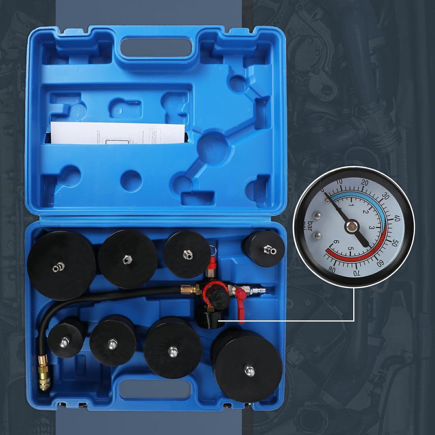 Kit de probador de fugas de presión de aire turbocompresor, probador de fugas de presión de aire, probador de fugas Turbo Boost con 4 pares de