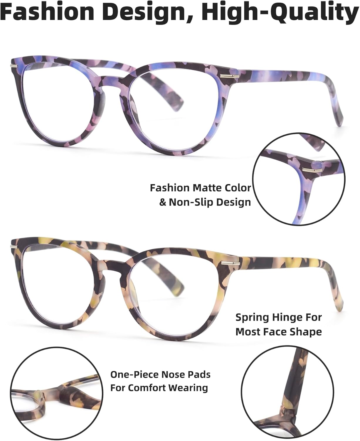 Lentes de lectura para hombres y mujeres, muy ligeros, con bisagra de resorte, lentes transparentes, gases para computadora