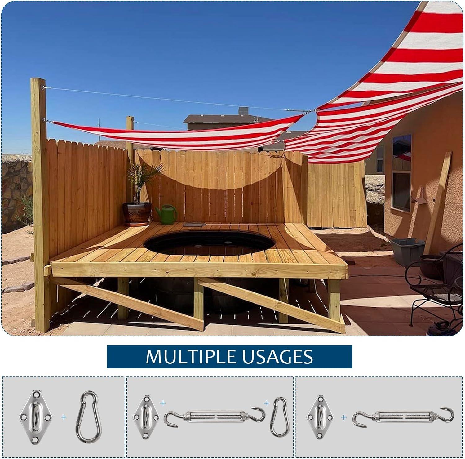 Juego de accesorios de parasol M6 de alta calidad, kit de accesorios de acero inoxidable 304 resistente para toldos, accesorios de fijación