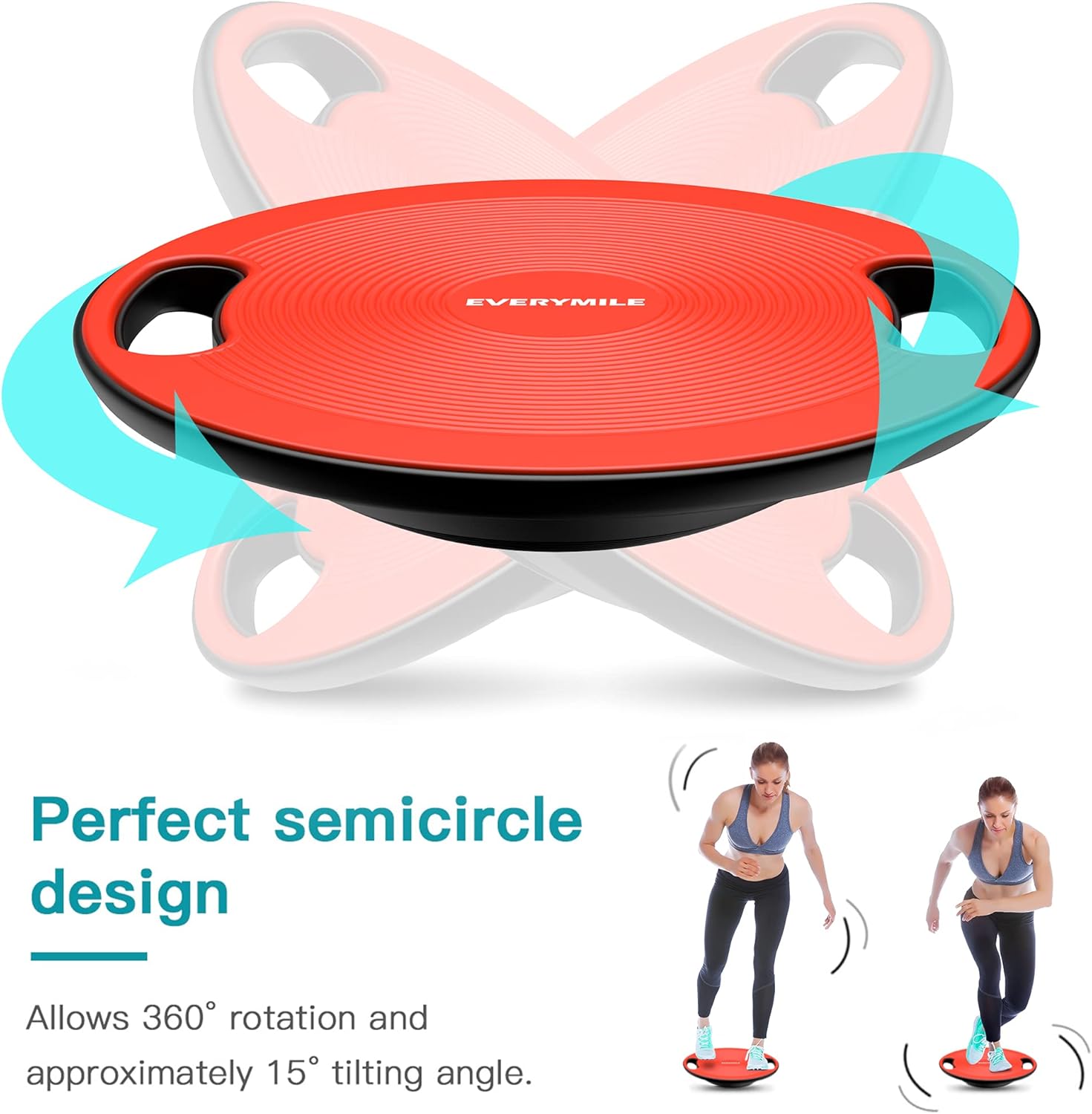 EVERYMILE Wobble Balance Board, Exercise Balance Stability Trainer Portable Balance Board with Handle for Workout Core Trainer Physical Therapy &