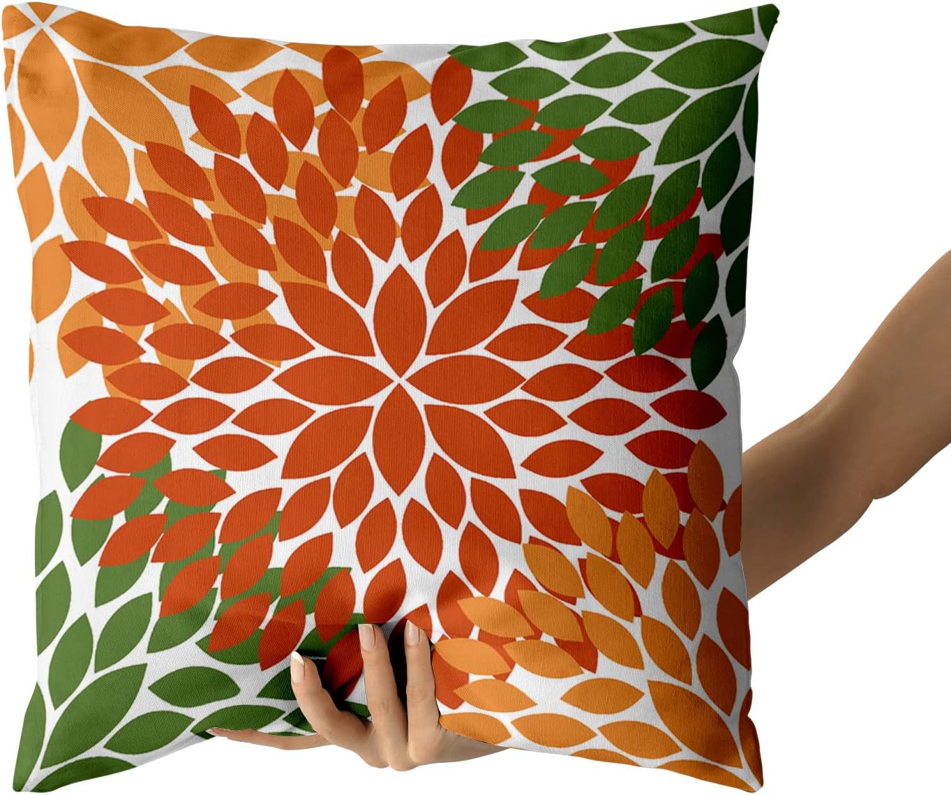 Juego de 2 fundas de almohada de color verde salvia naranja de 18 x 18 pulgadas, flores de dalias, decoración de otoño, Acción de Gracias, otoño,