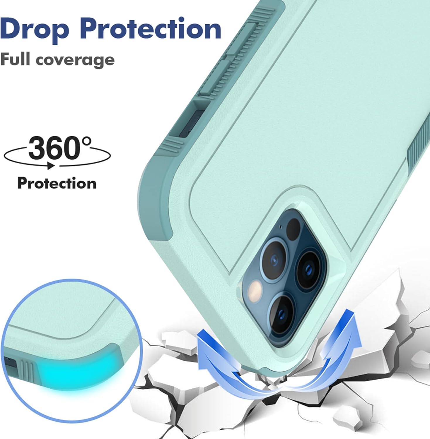 Funda para iPhone 12  iPhone 12 PRO funda protectora de doble capa resistente para teléfono celular, a prueba de golpes, resistente, con protector