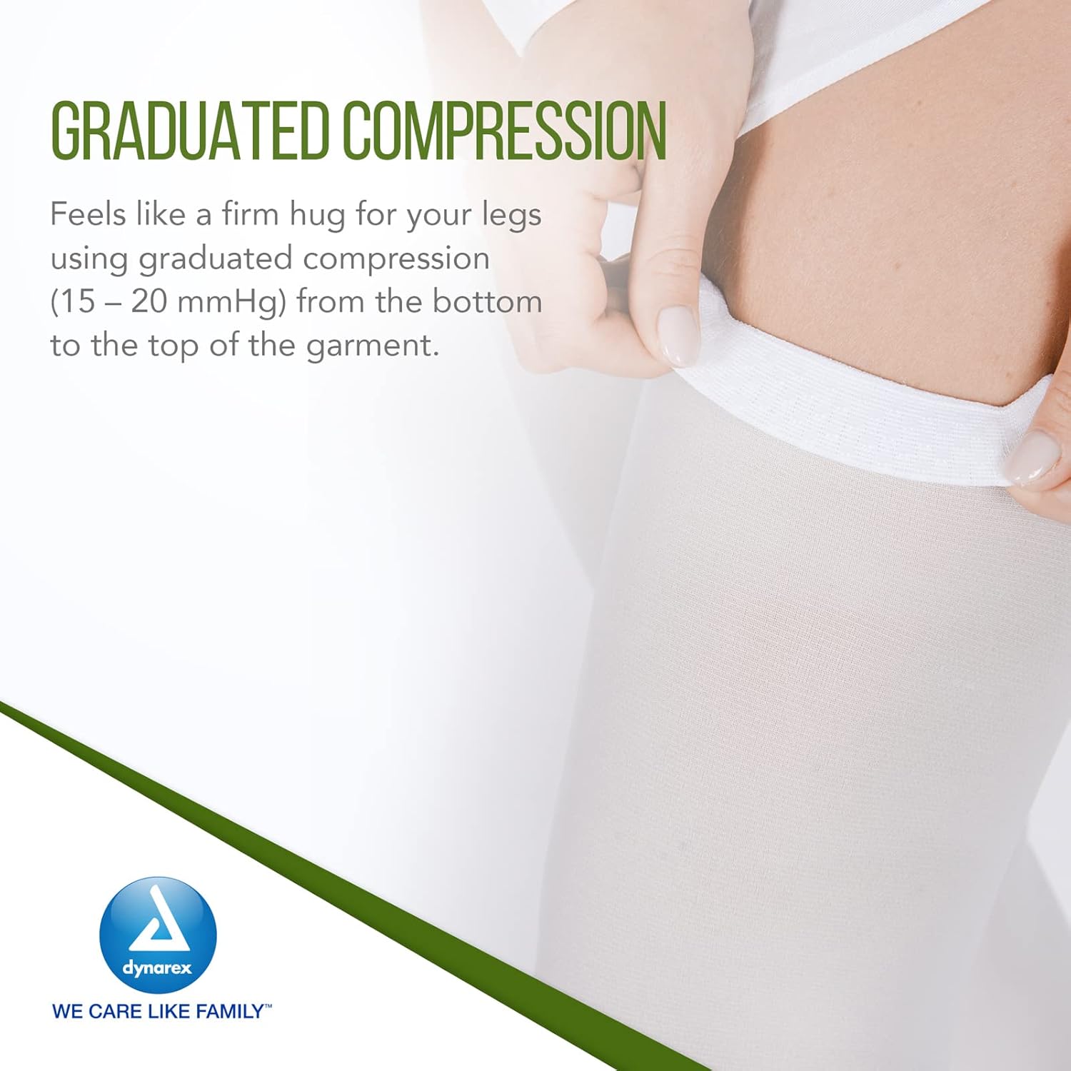 Dynarex DynaFit Compression Stockings Thigh High, 8-20 mmHg, Help Prevent Blood Clots, Relieve Pain & Varicose Veins, White, 1 Pair of Stockings