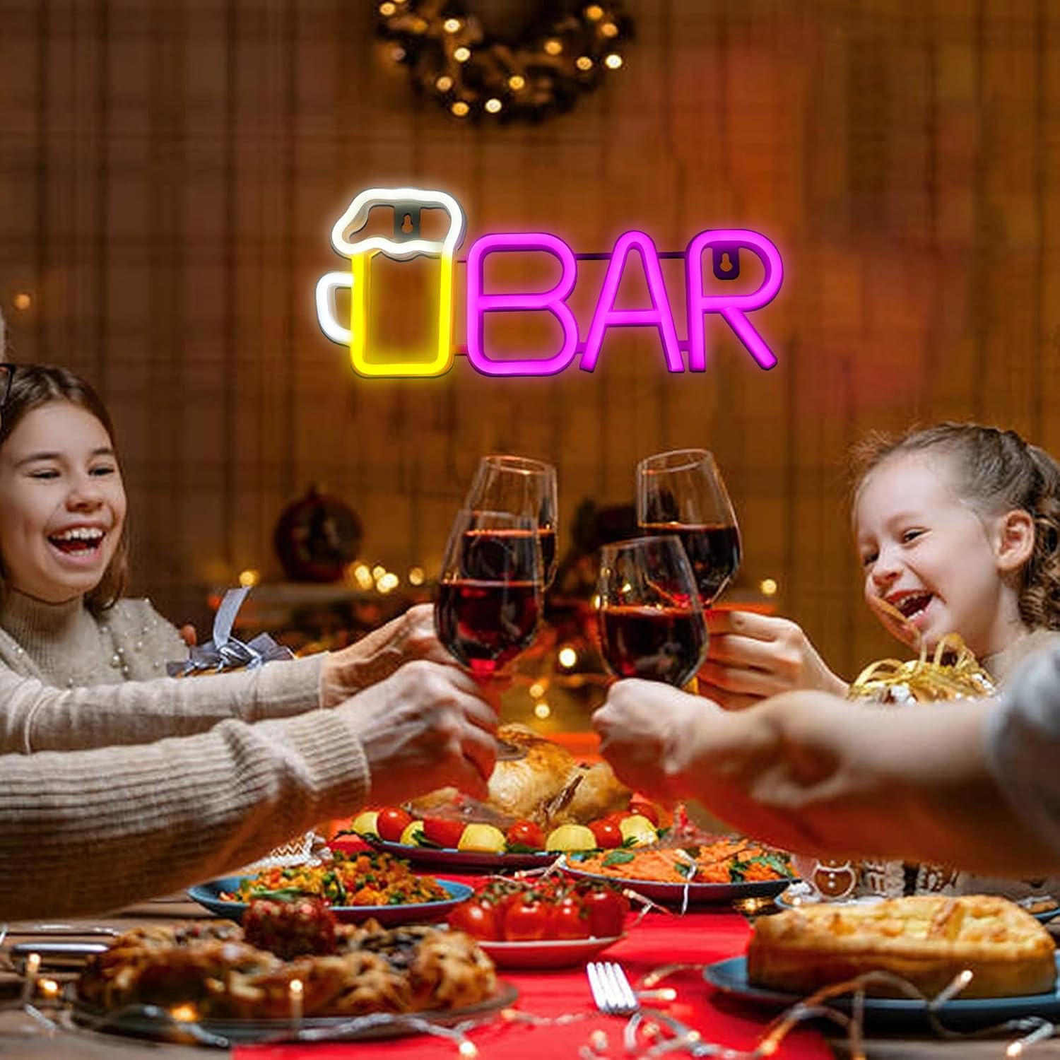 ENUOLI Letreros de barra de neón, luz LED de neón de cerveza para decoración de pared, letreros de neón de barra alimentados por USBbatería,
