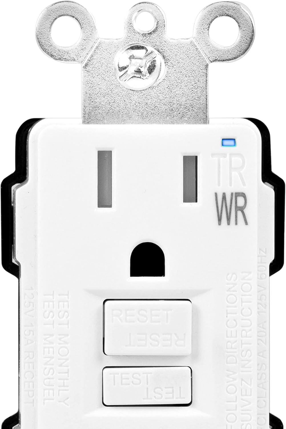 Tienda Basics Receptáculo GFCI resistente a la intemperie con indicador LED, 15 amperios, color blanco