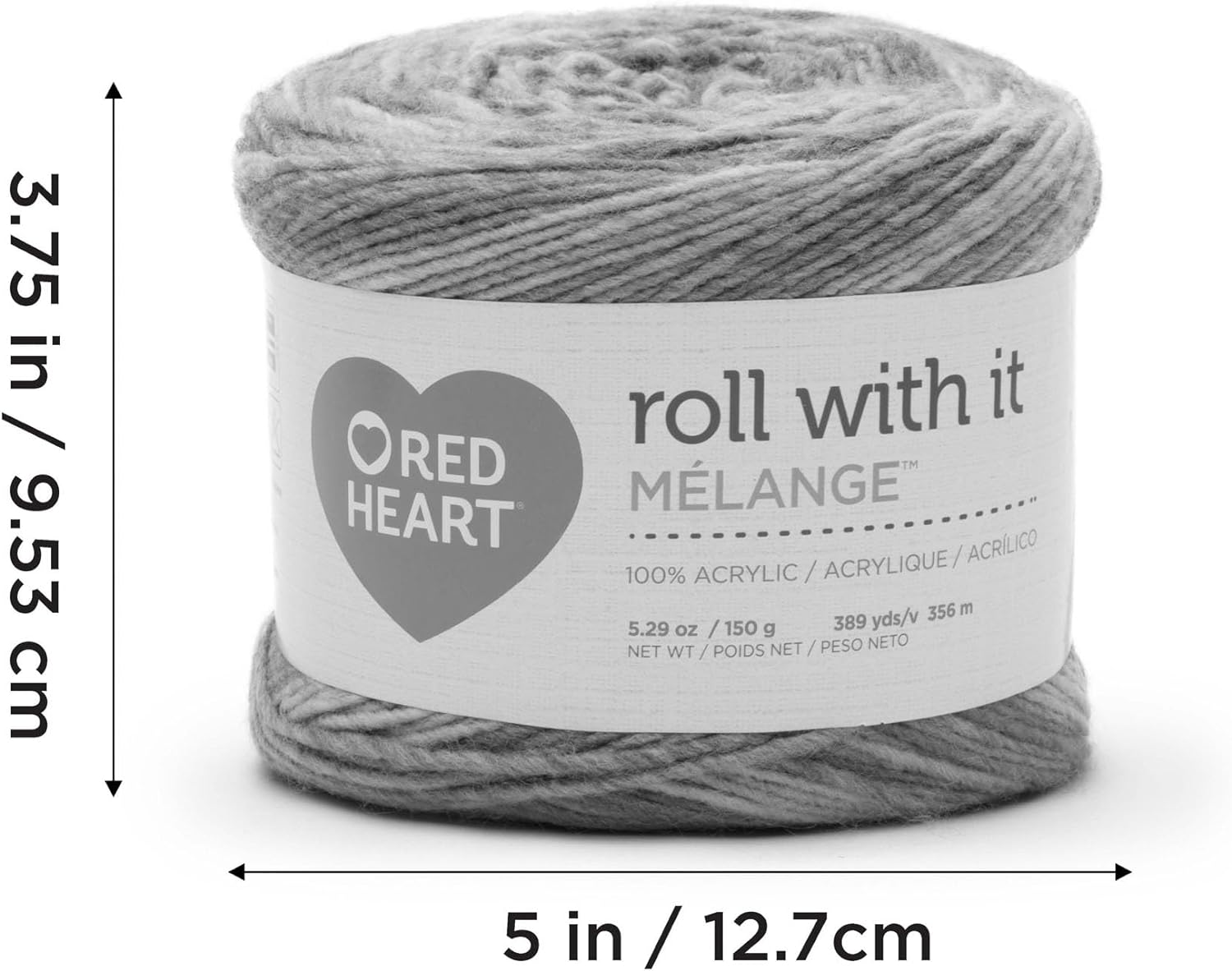 Red Heart Roll with It Melange – Hilo de autógrafo de mezcla  Paquete de 3 unidades de 5.29 oz5.3 onzas  Acrílico  4 medianos (peinado)  389 yardas