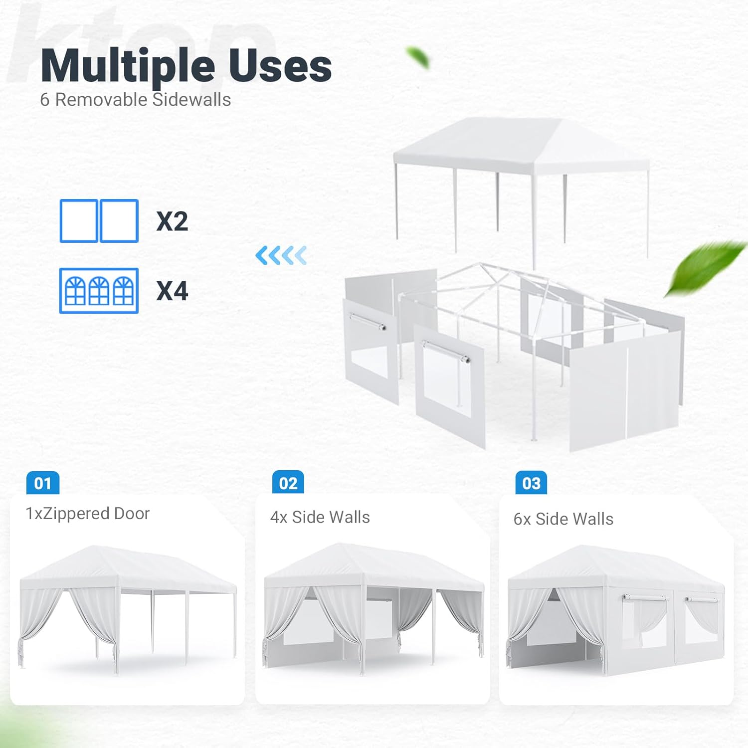 Tienda de campaña para fiestas de 10 x 20 pies con ventanas enrollables ventiladas, tienda de campaña resistente para fiestas al aire libre, tienda