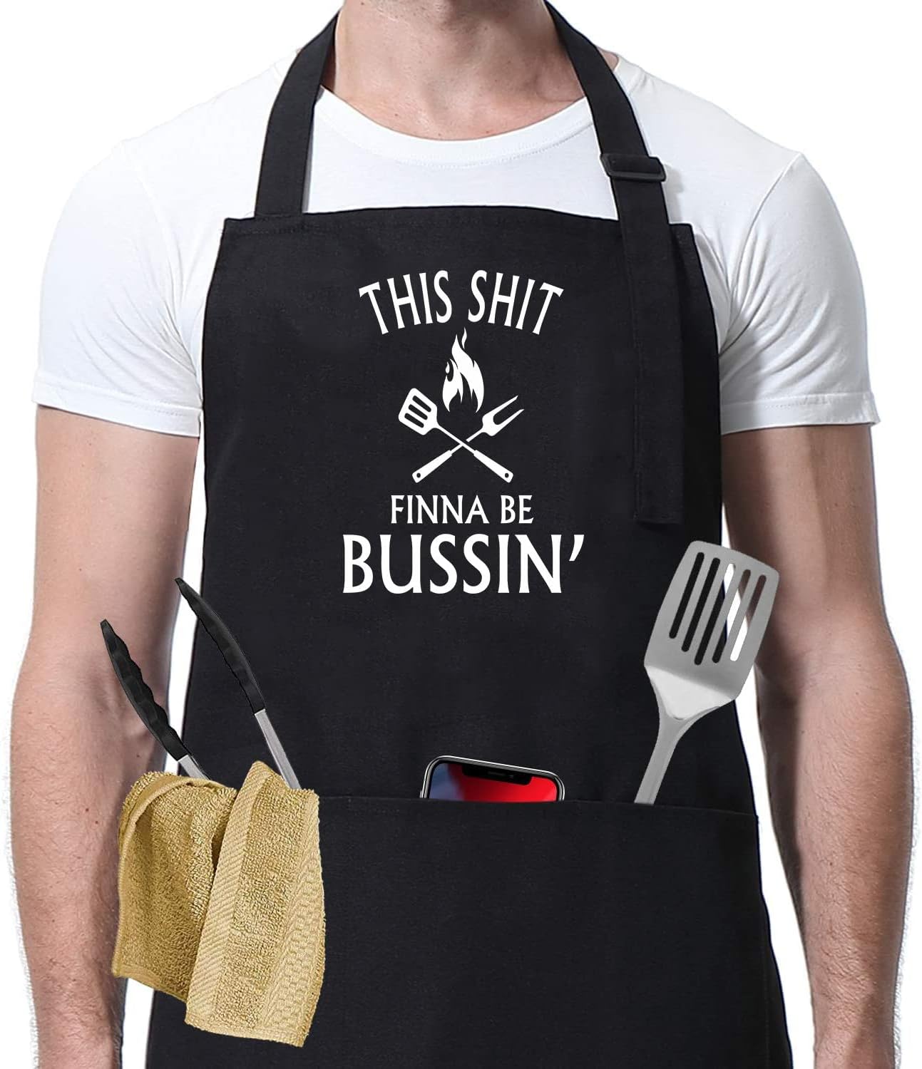 HTDesigns Delantal para hombres – This Shit Finna Be Bussin – Delantal para hombre – Regalos de chef para él – Regalo del día del padre – Grill