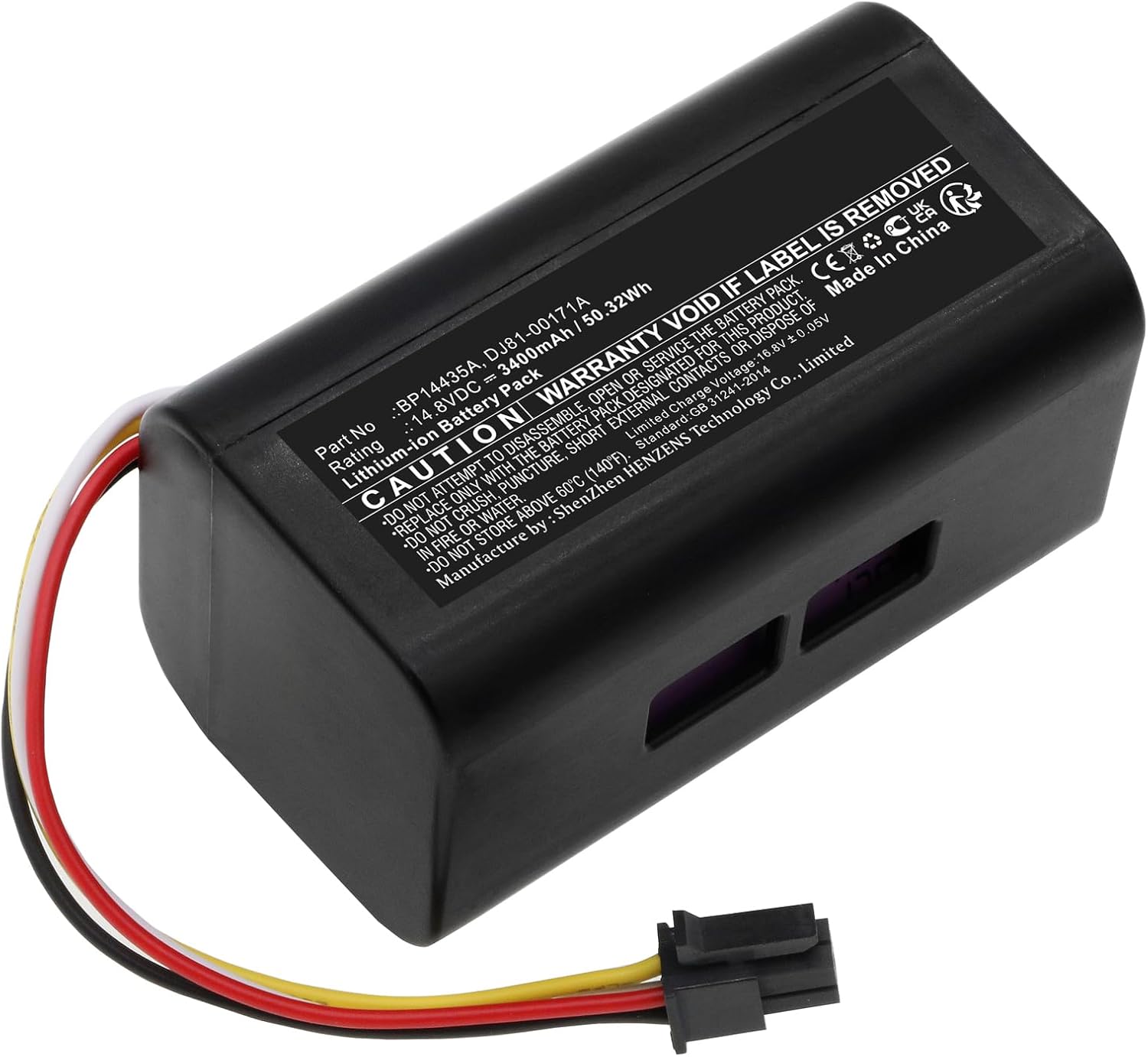 Synergy Digital Vacuum Cleaner Battery, Compatible with Midea BP14435A Vacuum Cleaner, (Li-ion, 14.8V, 3400mAh) Ultra High Capacity, Replacement for