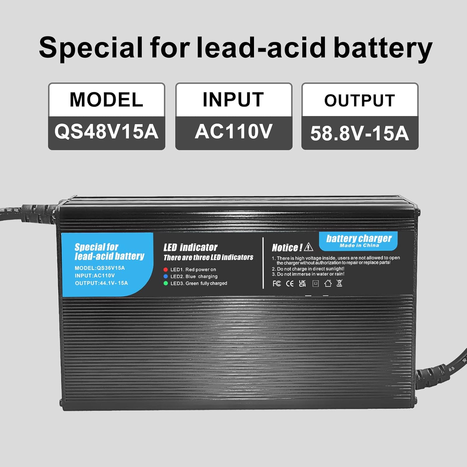 Cargador de batería de plomo ácido de 48 V 36 V 15 A para carrito de golf Bicicleta eléctrica Scooter eléctrico Bicicleta eléctrica para ClubCar DS