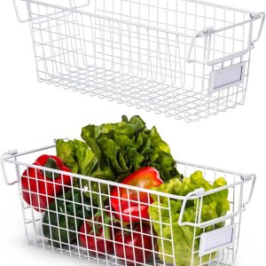 2 unidades Canasta de alambre grande, cestas de alambre para despensa de almacenamiento, juego de 2 cestas de almacenamiento de alambre, cestas de 2 unidades Canasta de alambre grande, cestas de alambre para despensa de almacenamiento, juego de 2 cestas de almacenamiento de alambre, cestas de