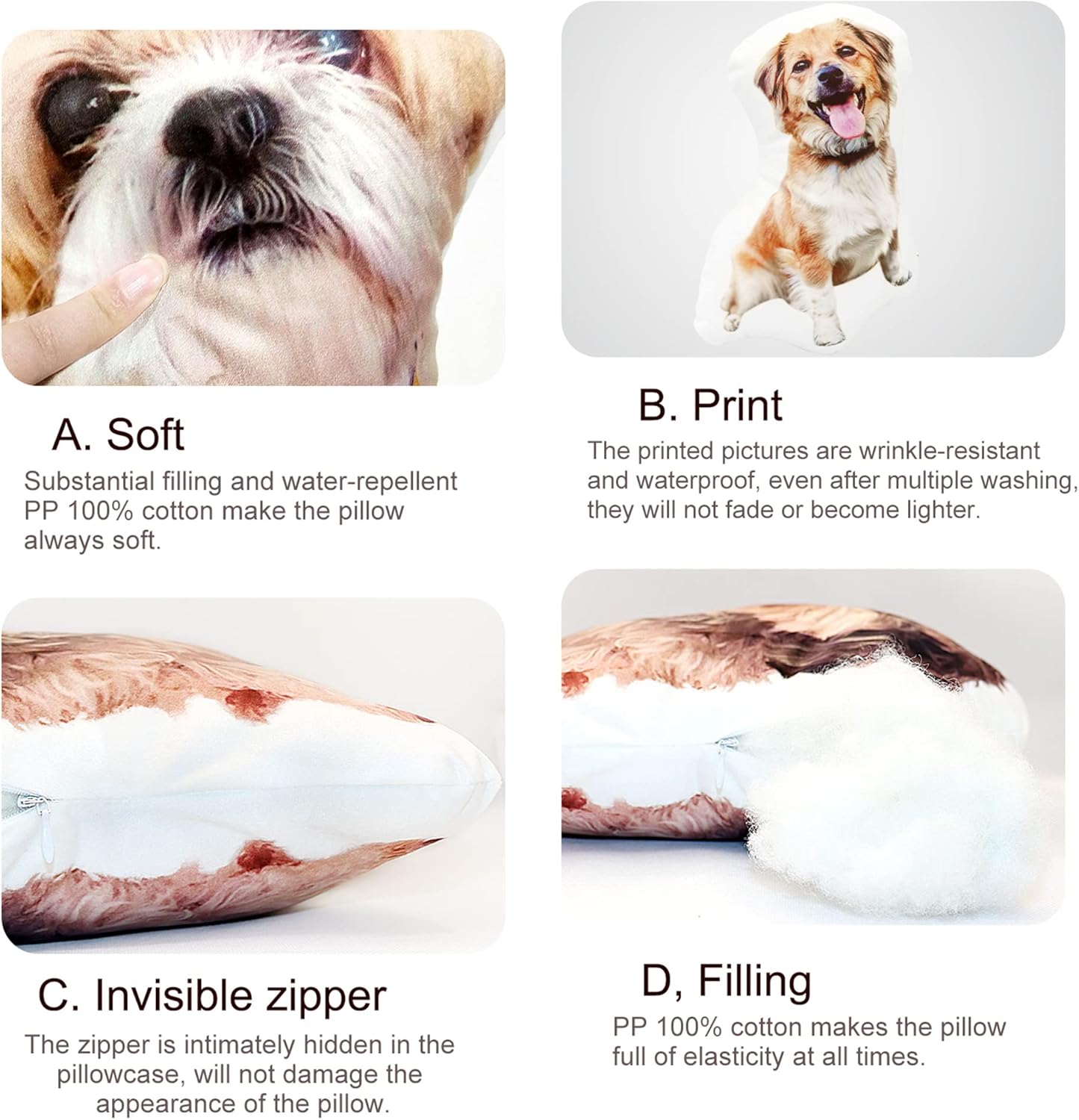 OARSE Almohadas para mascotas, almohada personalizada con fotos para perros, almohada personalizada con fotos de perros, almohada de fotos de tus