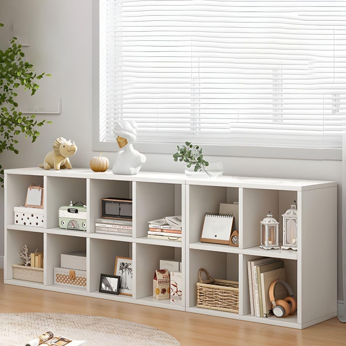 CraftThink Gabinete de almacenamiento, estantería de madera contemporánea con estantería trasera cerrada para almacenamiento compacto, muebles de