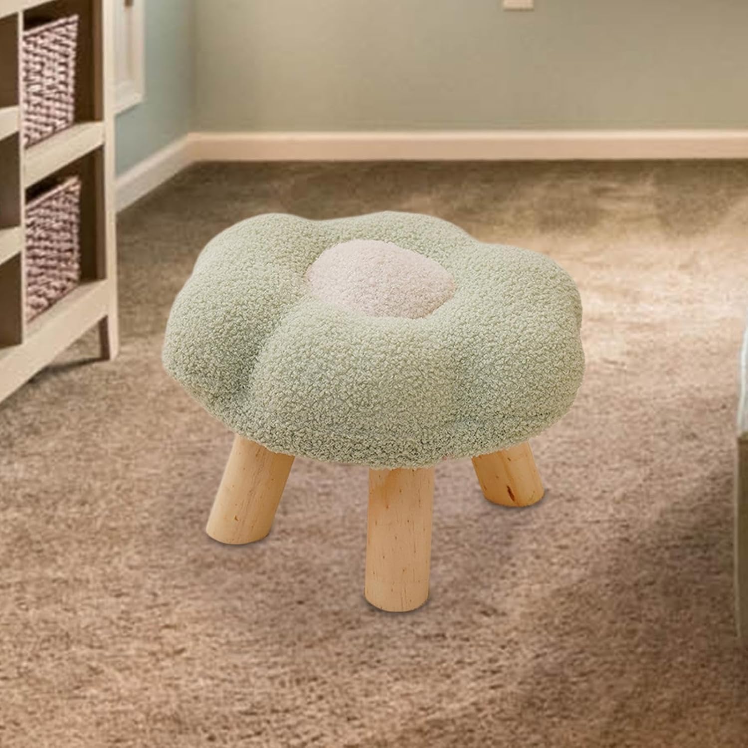 Taburete de sofá otomano con forma de flor cambiante, suave y multifuncional, taburete de pie pequeño para apartamento, mesita de noche, sala de
