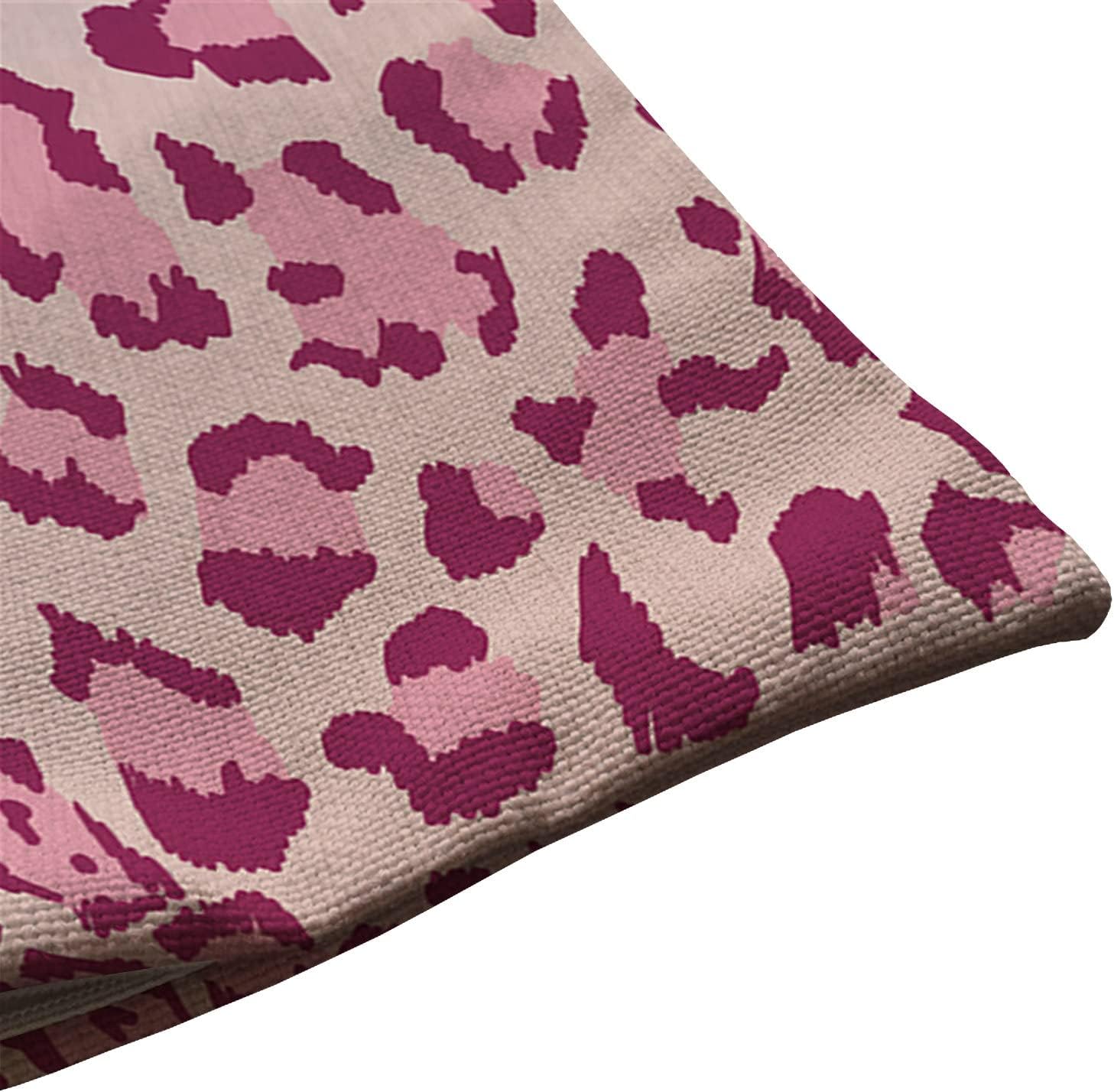 Funda de cojín decorativa de lino y algodón con estampado de leopardo rosa para sofá, cama, 12 x 20 pulgadas