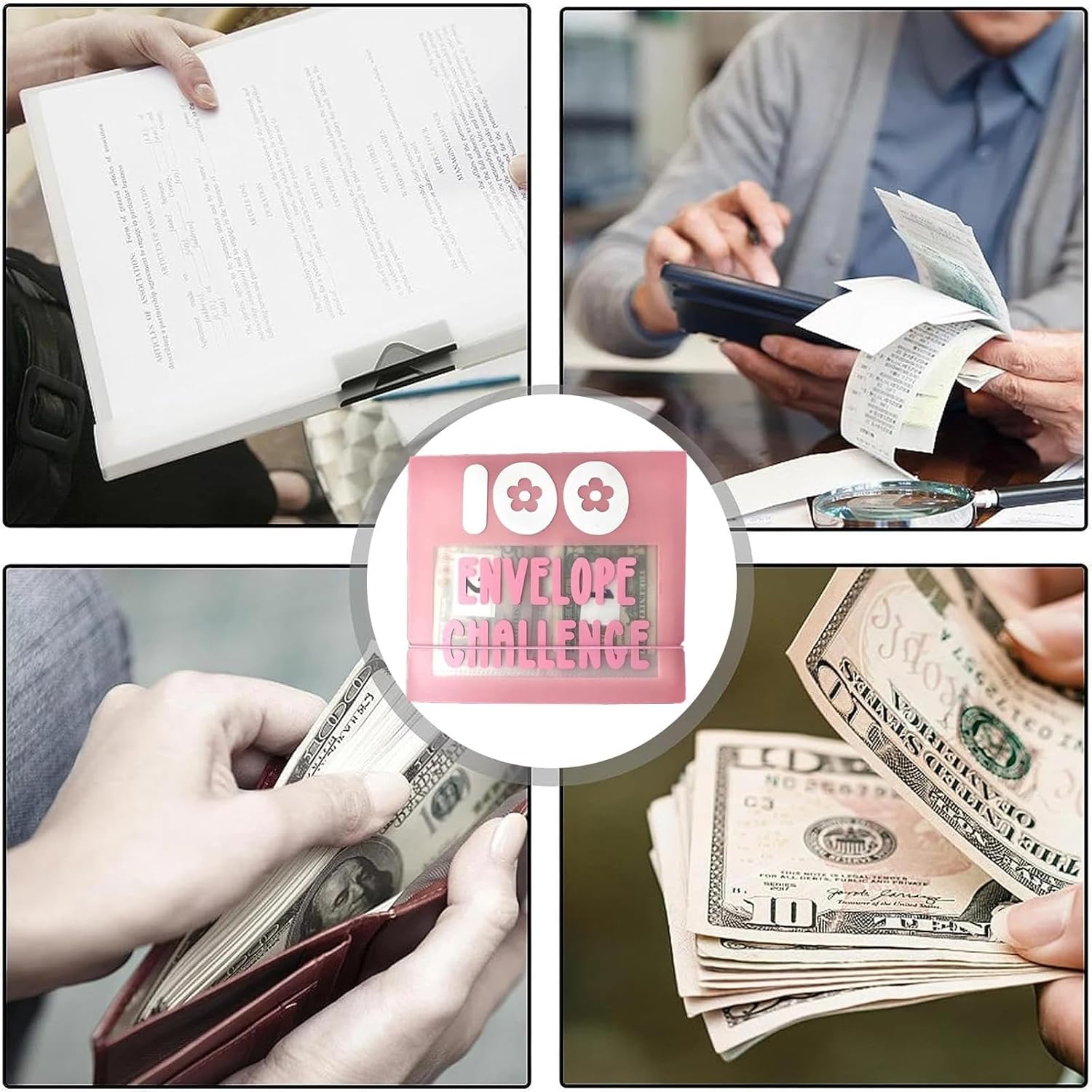 Carpeta pequeña de 100 sobres de 7.9 x 7.9 pulgadas para ahorrar dinero, libro de presupuesto de ahorro de almacenamiento para 100 sobres, kit de