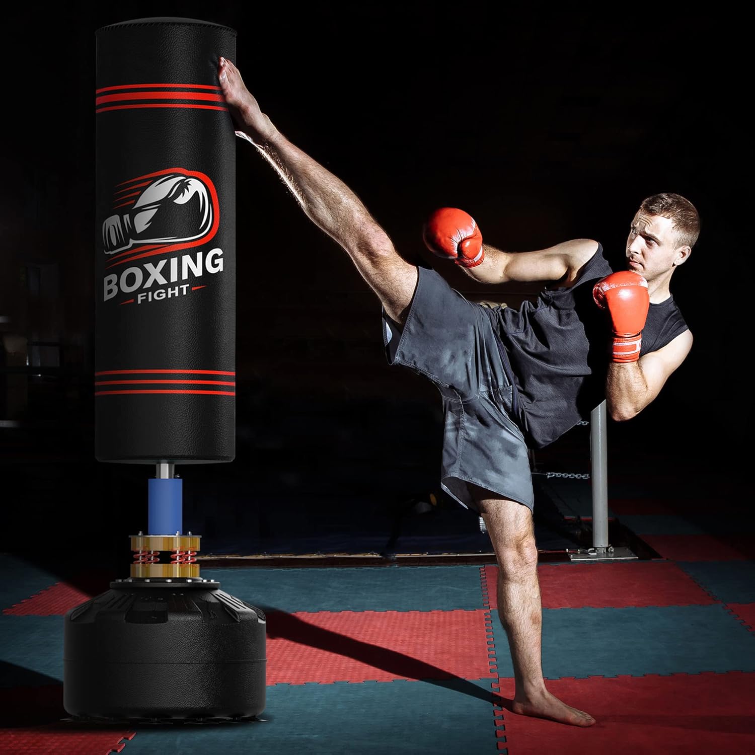 Saco de boxeo con soporte independiente bolsa de boxeo pesada