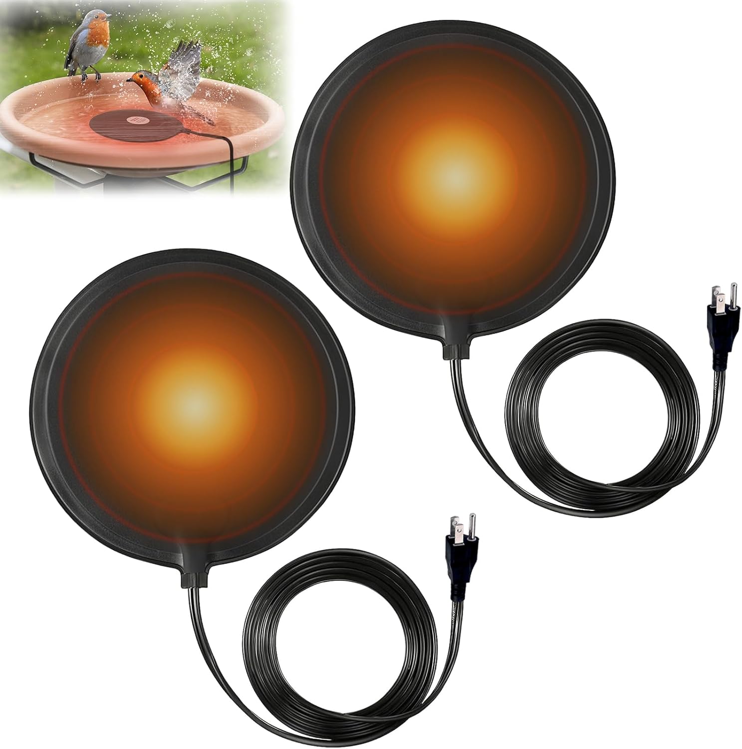 FOUDOUR Descongelador de baño para pájaros, 60 W, controlados termostáticamente, calentadores de baño para pájaros, descongelador, para invierno, al