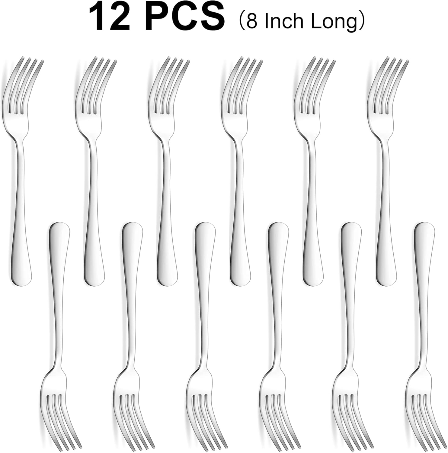 ENLOY – Juego de 12 tenedores de acero inoxidable de grado alimenticio, de 8 pulgadas, tenedores de mesa, tenedores de cubiertos, tenedores de