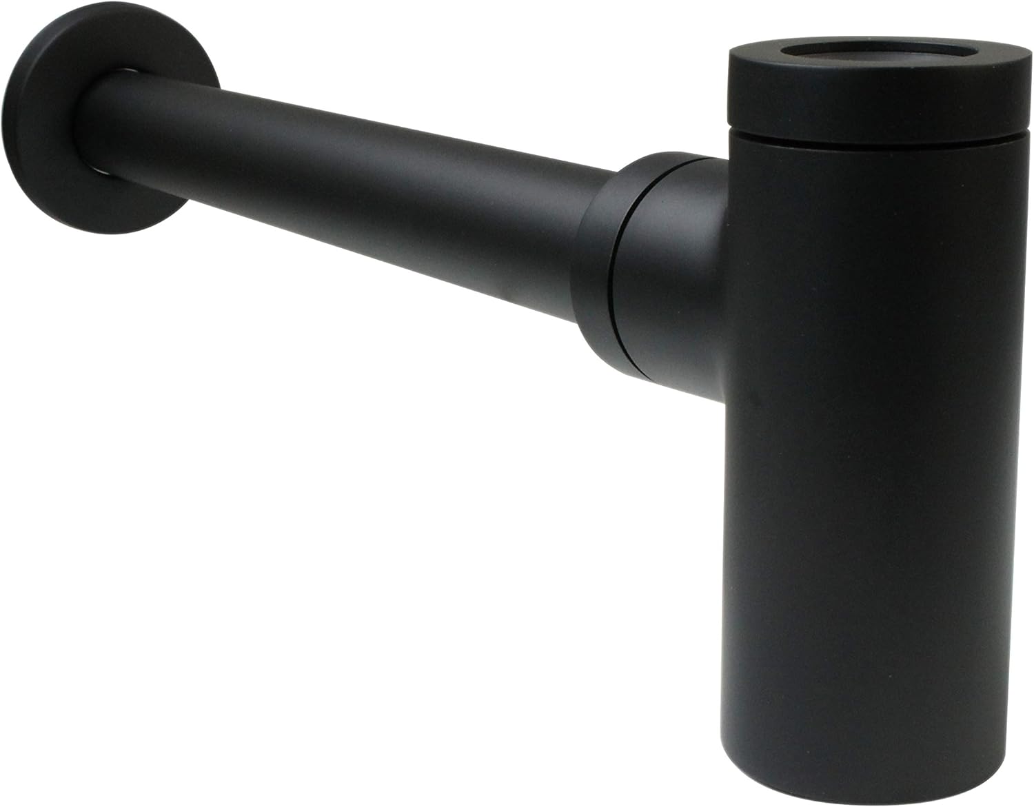 Westbrass A1438QRL-62 Kit de línea de suministro de lavabo con trampa para botellas Qubic y topes de ángulo de giro de 14, negro mate