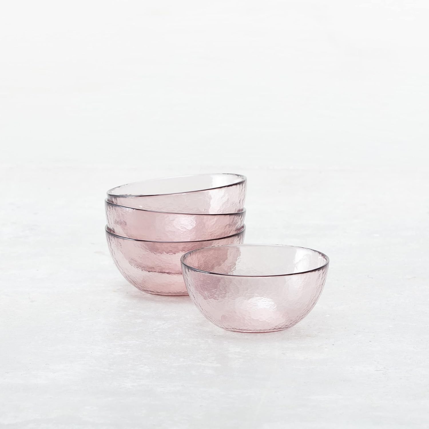 Los Cabos – Juego de 4 cuencos de cristal para ensalada y frutas de cereales de 6 pulgadas, colección de vasos y bebidas, color rosa