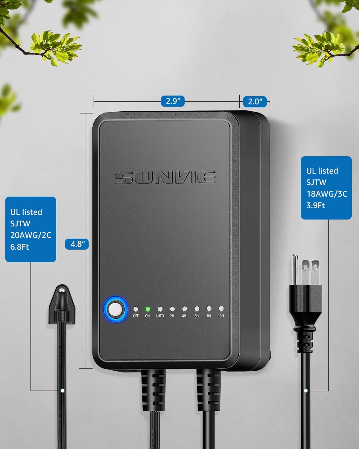 SUNVIE Transformador de paisaje de bajo voltaje de 60 W con temporizador y sensor de fotocélula, transformador de iluminación de paisaje de 120 V CA