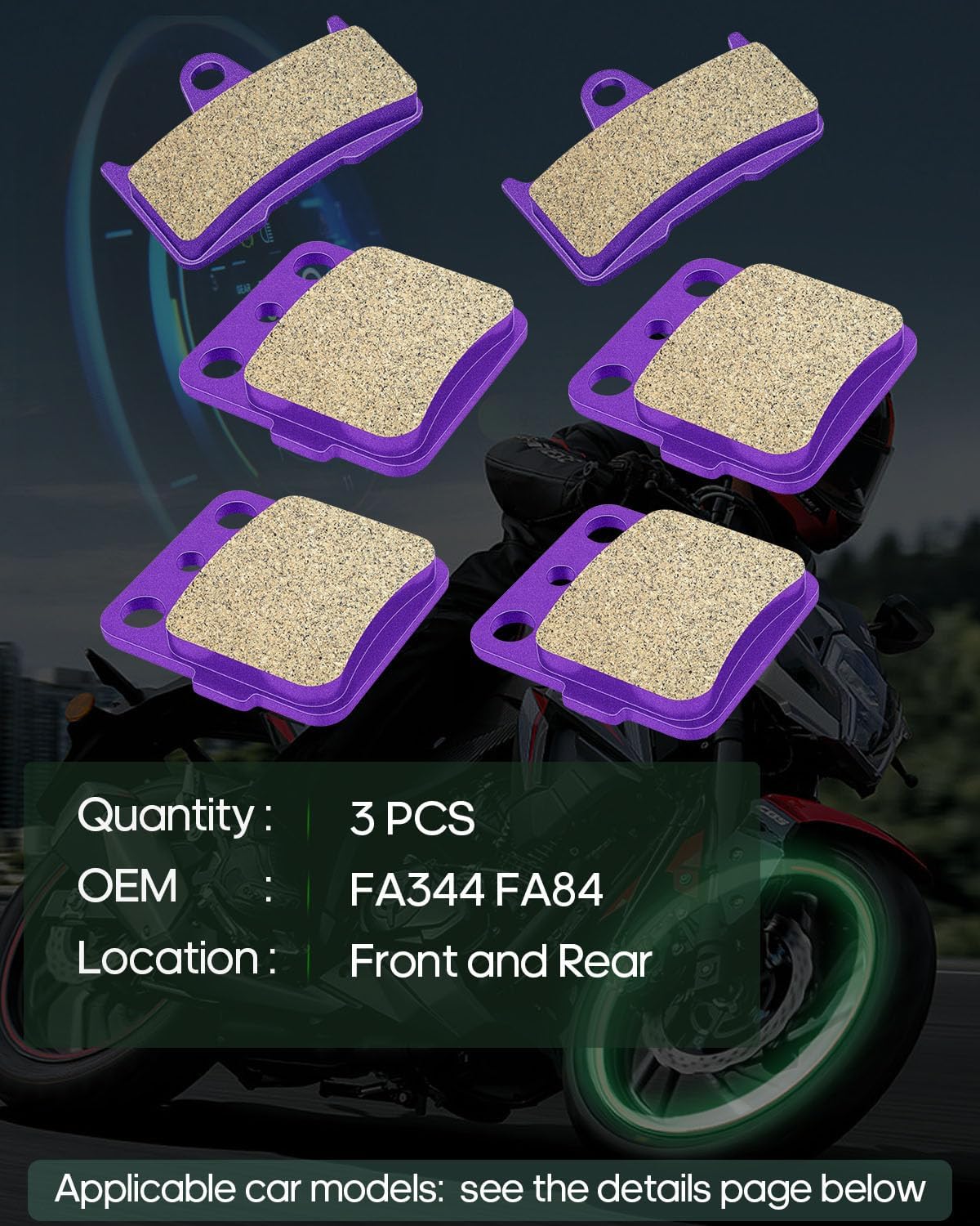 SCITOO Pastillas de freno de fibra de carbono aptas para Yamaha Grizzly 02 03 04 05 06 07 08