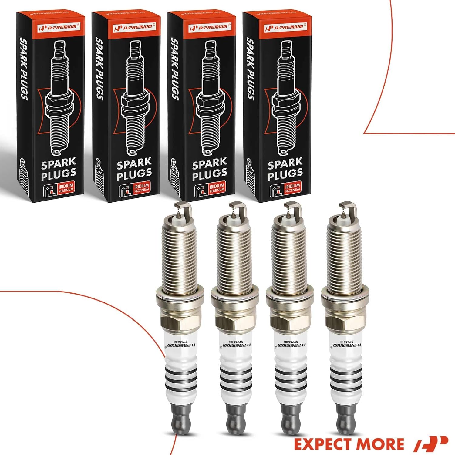 A-Premium Iridium Platinum Bujías compatibles con Ford Explorer 2014-2019, Escape 2013-2019, Fusion, Focus 2013-2018, Mustang, Taurus, Special