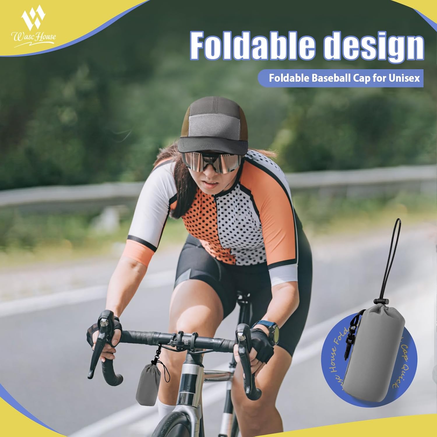 Wasc House Gorra de béisbol plegable de 5 paneles de secado rápido ligero sombrero para correr UPF50+ sombreros de sol al aire libre