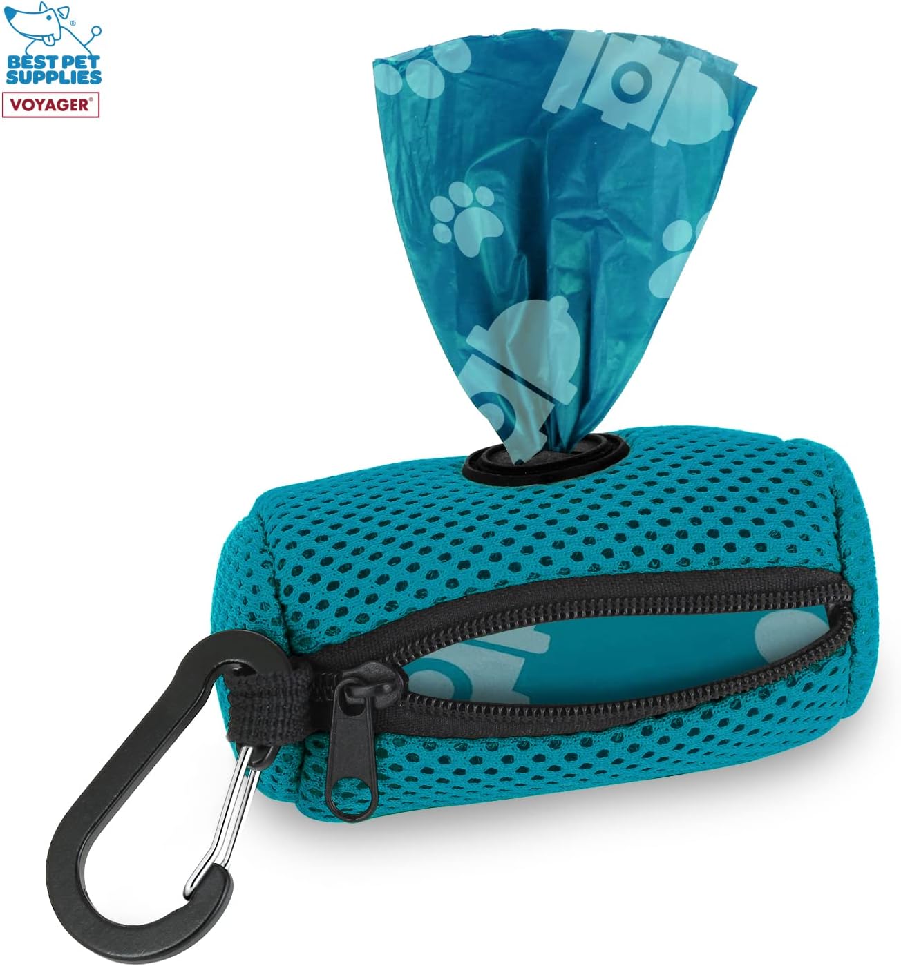 Best Pet Supplies Dispensador de bolsas para excremento de perro, con enganche para correa, varios colores, de malla, reutilizable, para viaje,