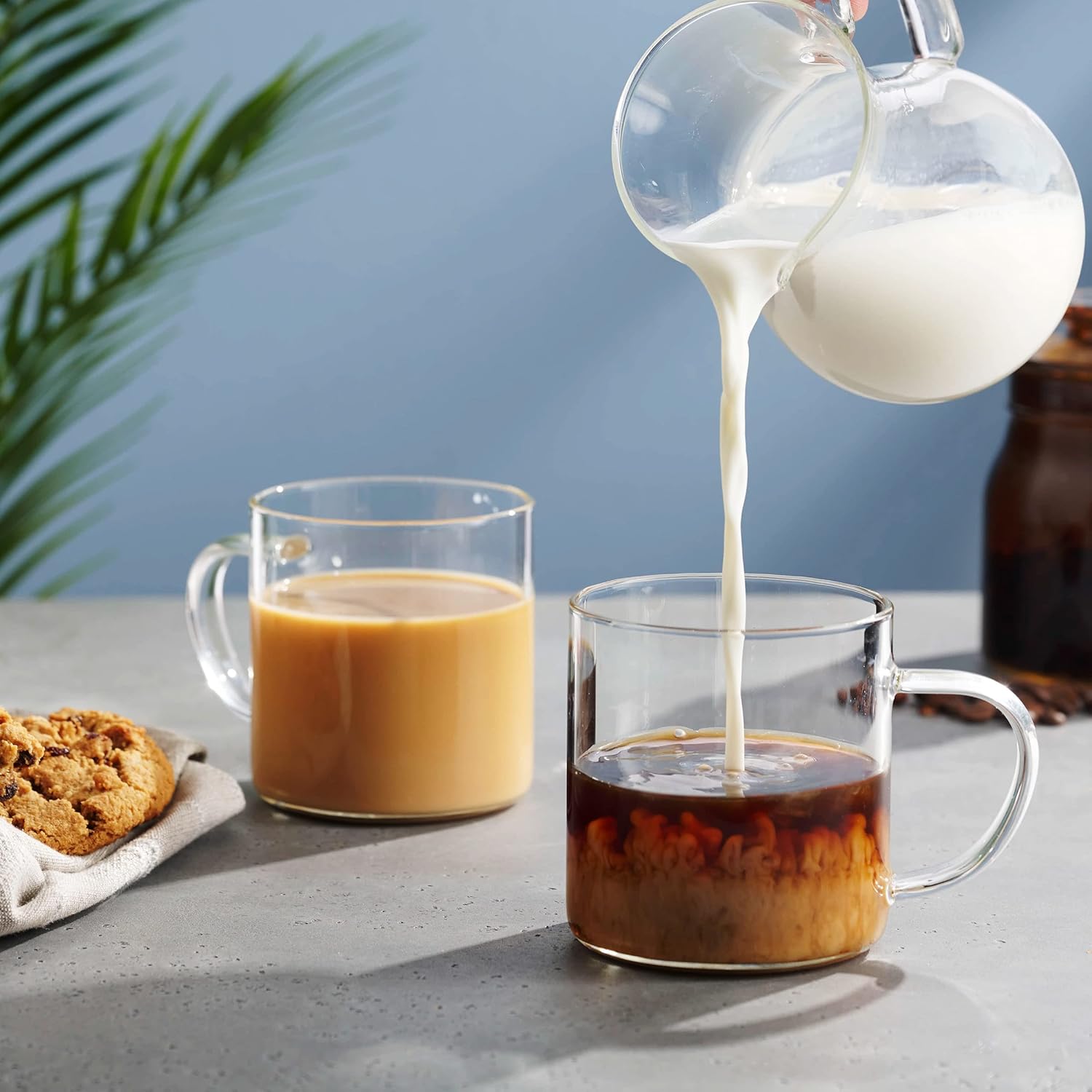 Tazas de café, juego de tazas de café de vidrio, taza de café, tazas de té, juego de tazas de té de cristal, 14 onzas, juego de 4