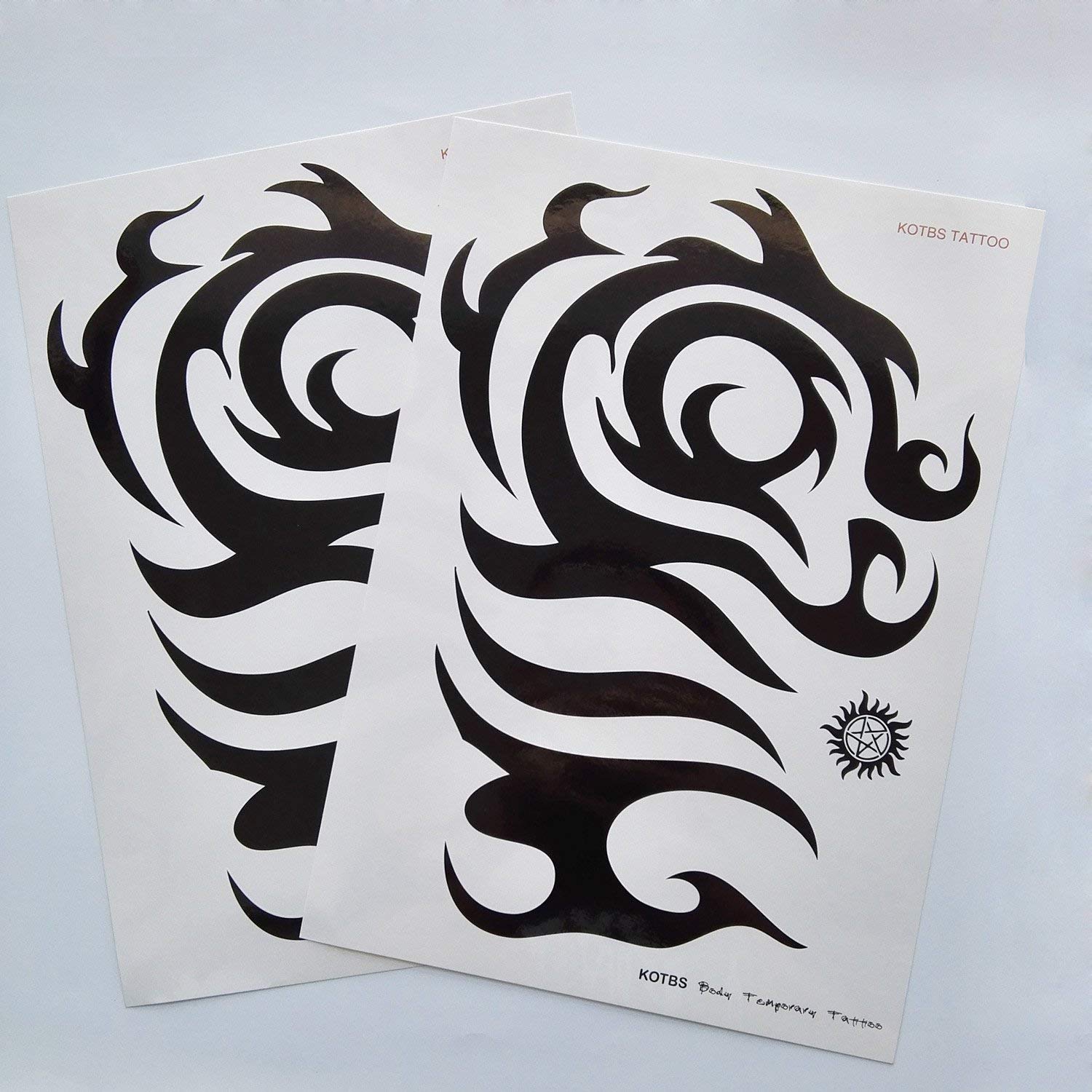 2 hojas de tatuajes temporales de tótem tribal grande, tamaño A4, 8.27 x 11.67 pulgadas, tatuajes corporales para hombres y mujeres, papel de