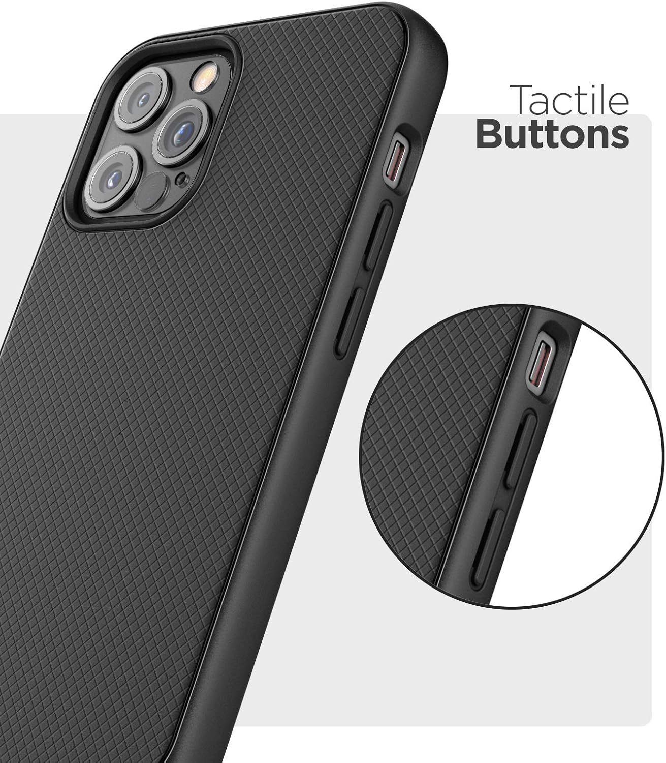 Thin Armor Series – Funda con clip para cinturón compatible con iPhone 12 Pro Max, funda de agarre delgado con funda, color negro
