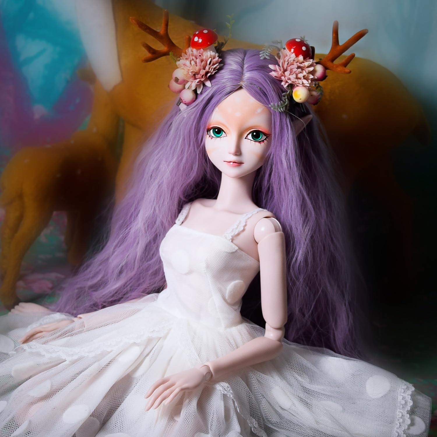 Proudoll Muñeca BJD de 13 de 23.6 in, 24 pulgadas, juguete de alce articulado con bola, muñecas SD, figuras de acción de hada de alce con orejas de