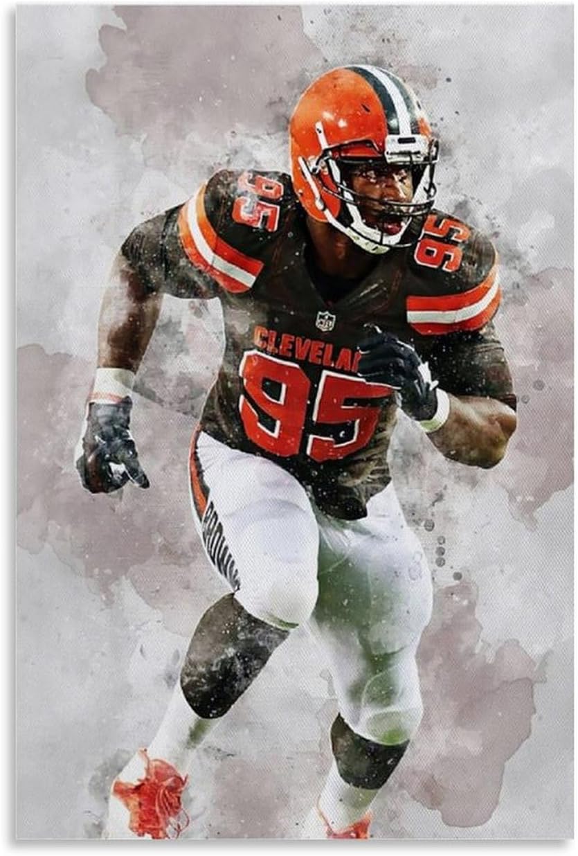 GELDSTEI Myles Garrett – Póster en lienzo para pared de dormitorio, estética, sala de estar, decoración del hogar, 16 x 24 pulgadas (15.7 x 23.6 in)
