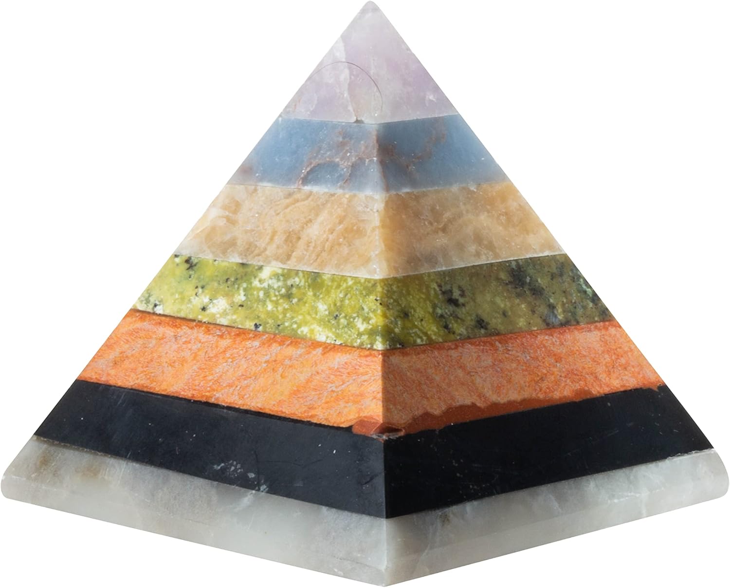 The Chrysalis Stone Pirámide Inca multicolor de 7 capas  Tamaño 2.25 x 2 pulgadas  1 pieza  Cristales y piedras curativas, decoración de habitación,