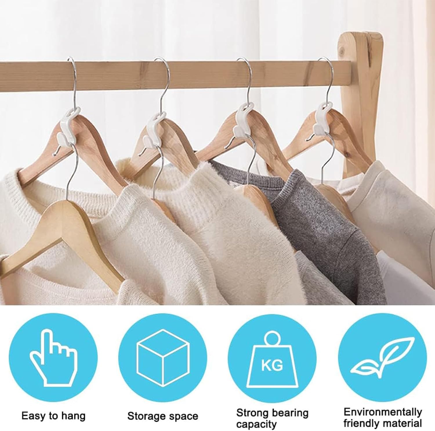 DG HOME & MORE 40 perchas de plástico para colgar ropa con ganchos para colgar, color blanco