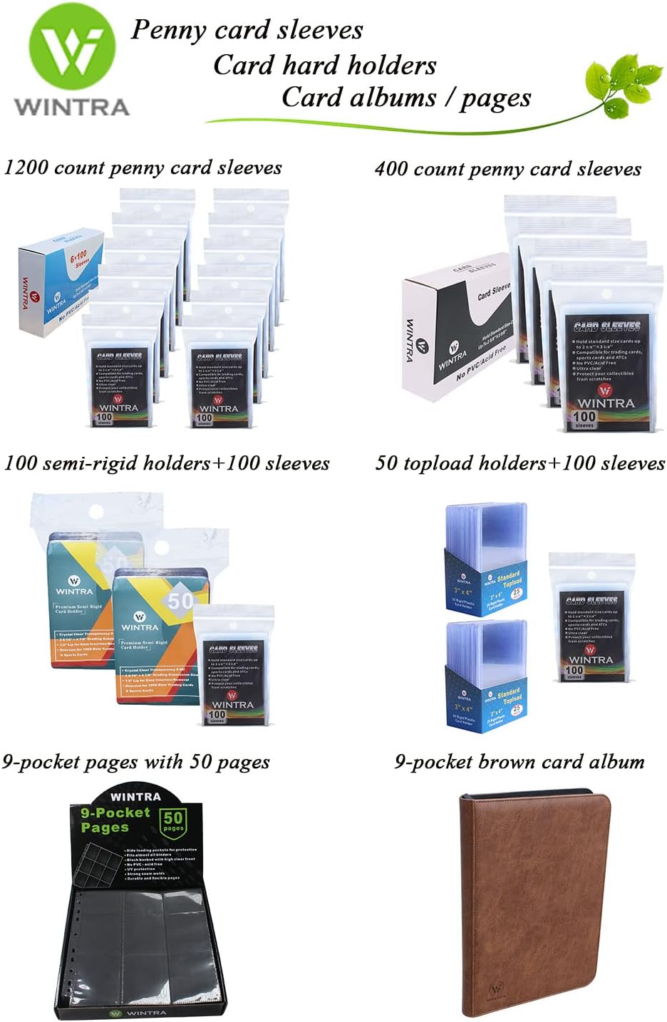 WINTRA Carpeta de tarjetas azules de 12 bolsillos, álbum de coleccionistas de tarjetas coleccionables de carga lateral, tarjetero premium con 720